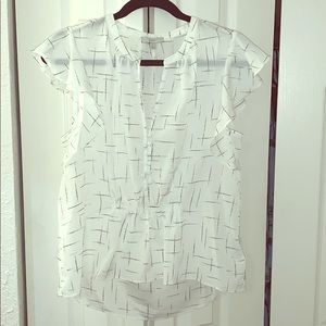 Joie white geometric print sleeveless blouse
